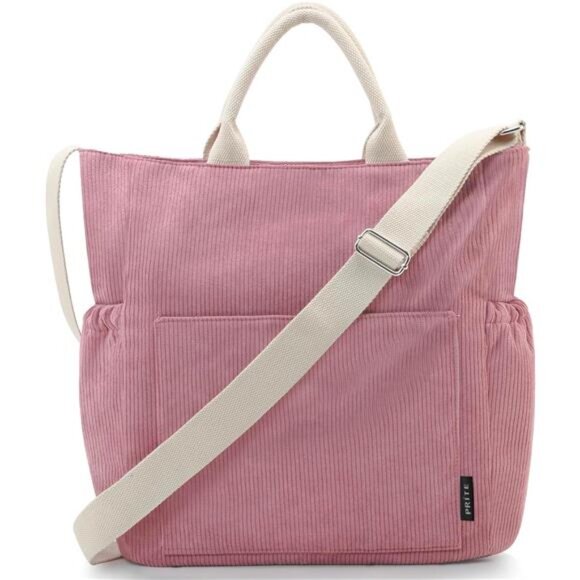 Corduroy Tote Bag for Women Large Crossbody Hobo Shoulder Bag with - Picture 1 of 6